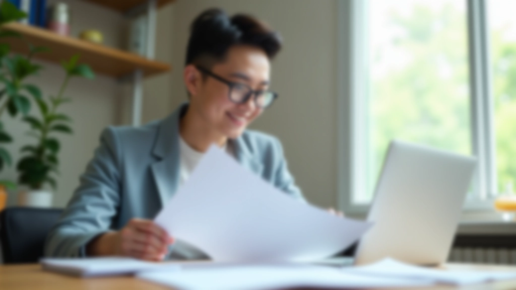 Person confidently reviewing financial plan at desk